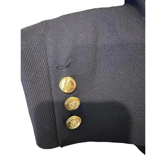 Talbots Navy Blue Wool Gold Crest Riding Equestrian Blazer Jacket Size Petite 10 - Picture 6 of 12
